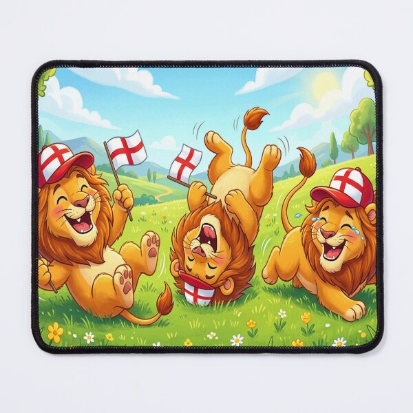 Item preview, 3 Lions waving England football flags and having fun designed and sold by Barbara Burgess.