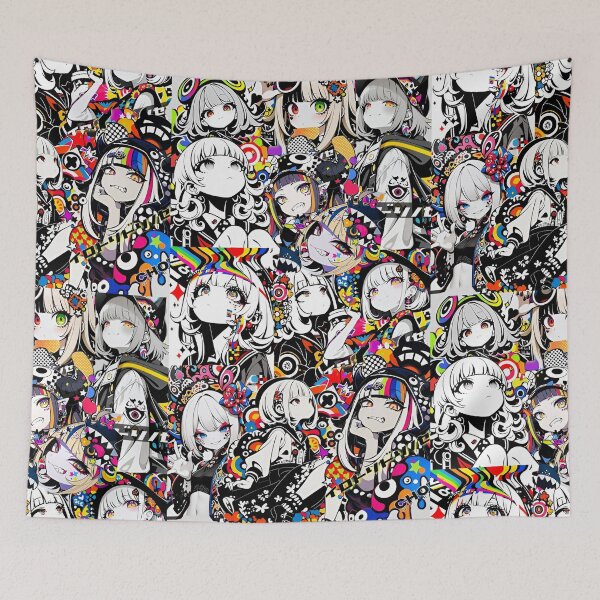 Item preview, Neon Pop Anime Girl Collage | Colorful Kawaii Street Art Aesthetic Illustration designed and sold by Dyan4.