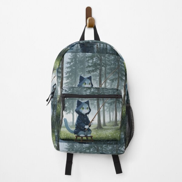 Item preview, Cozy Rainy Day Fishing Cat Illustration designed and sold by BLUESKY11a.
