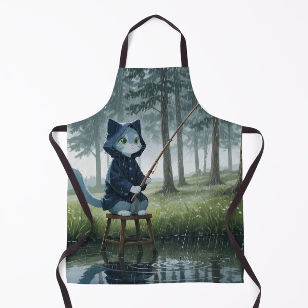 Item preview, Cozy Rainy Day Fishing Cat Illustration designed and sold by BLUESKY11a.