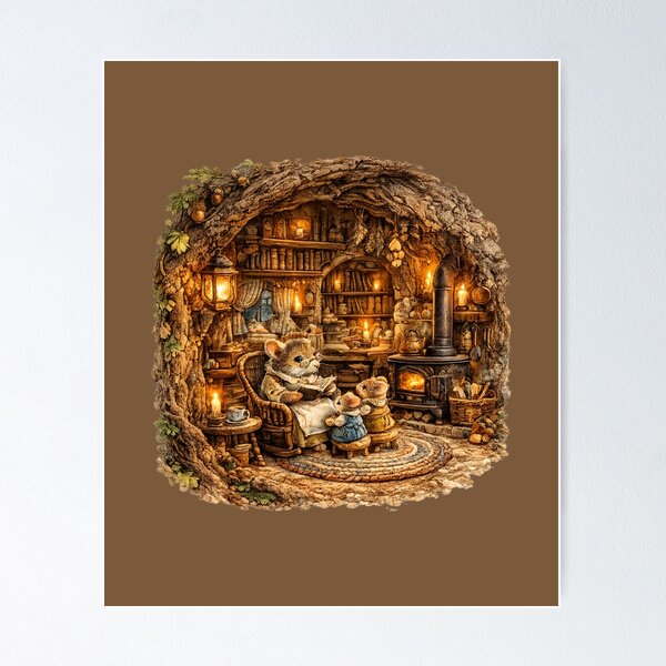Item preview, Woodland Mouse Family Home Watercolor | Cottagecore Tree House Illustration | Storybook Animal Art | Cozy Forest Decor designed and sold by MagicMakerPh.
