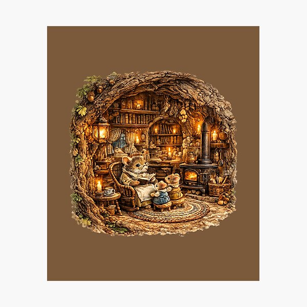 Item preview, Woodland Mouse Family Home Watercolor | Cottagecore Tree House Illustration | Storybook Animal Art | Cozy Forest Decor designed and sold by MagicMakerPh.