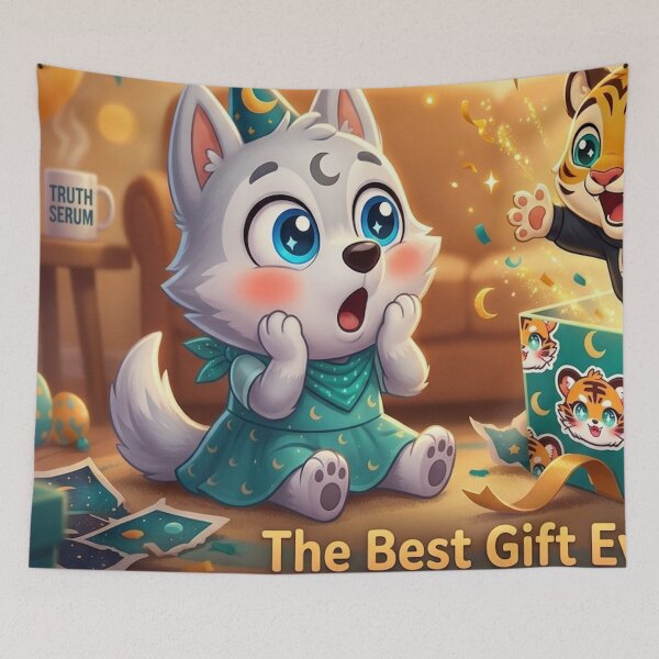 Item preview, Kawaii NeoTig Birthday Surprise Gift for Luna Cute Animal Party Kids Art designed and sold by NeoTigLuna.