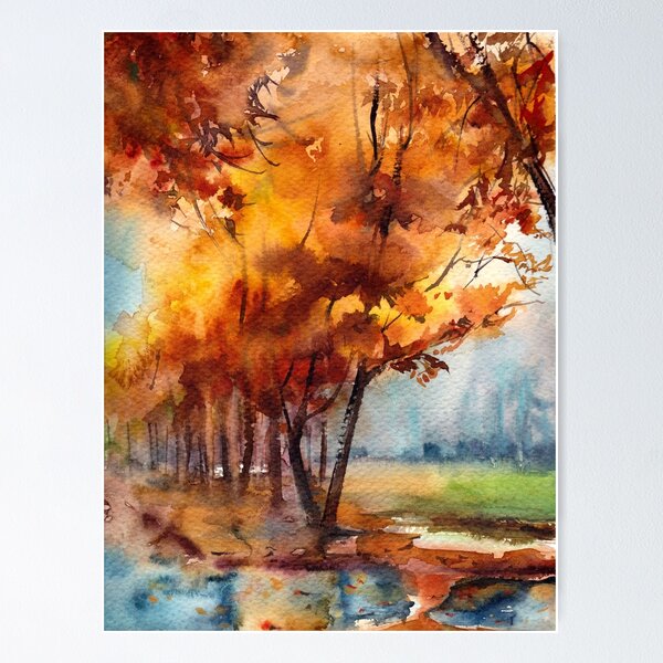Item preview, Fall Watercolor Landscape designed and sold by CanotStop.