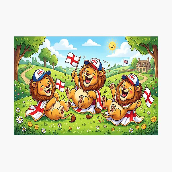 Item preview, Los aficionados de los 3 Leones, selección inglesa de fútbol, se divierten riendo. designed and sold by Barbara Burgess.