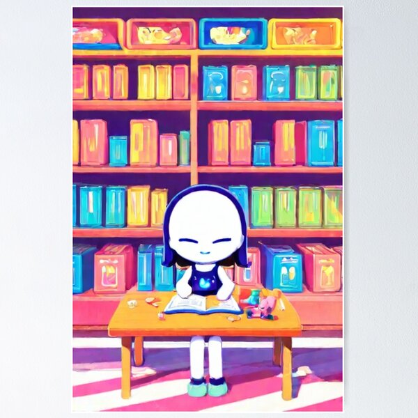 Item preview, Digital Art - Chibi Kawaii Illustration, Reading in a Psychedelic Pop Art Universe designed and sold by Zone--Gaming.