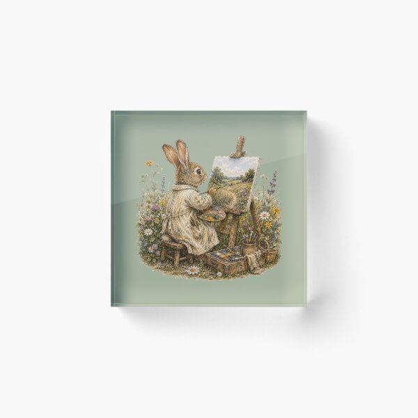 Item preview, Rabbit Artist Watercolor | Cottagecore Wildflower Painter | Storybook Bunny Illustration | Creative Woodland Art designed and sold by MagicMakerPh.