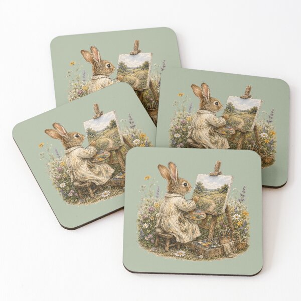 Item preview, Rabbit Artist Watercolor | Cottagecore Wildflower Painter | Storybook Bunny Illustration | Creative Woodland Art designed and sold by MagicMakerPh.