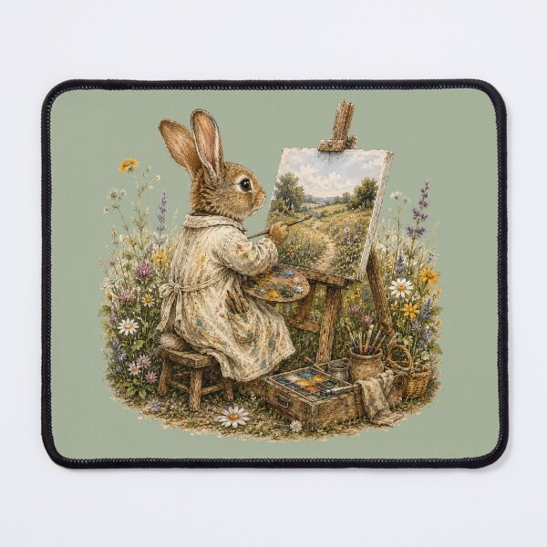 Item preview, Rabbit Artist Watercolor | Cottagecore Wildflower Painter | Storybook Bunny Illustration | Creative Woodland Art designed and sold by MagicMakerPh.