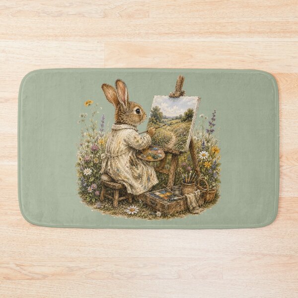 Item preview, Rabbit Artist Watercolor | Cottagecore Wildflower Painter | Storybook Bunny Illustration | Creative Woodland Art designed and sold by MagicMakerPh.