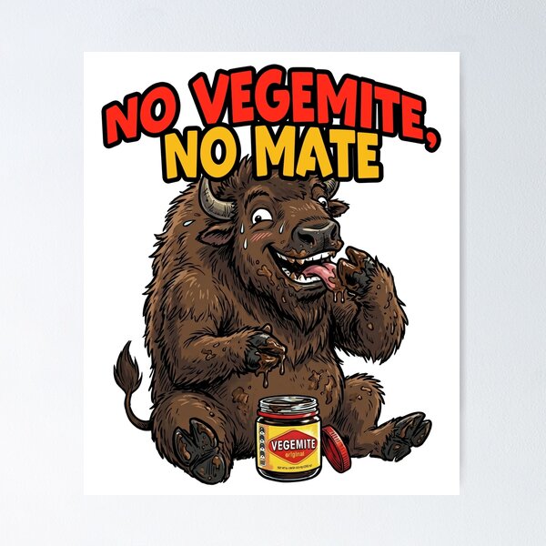 Item preview, Funny Bison Eating Vegemite Cute Buffalo Aussie Humor designed and sold by LOVEARTDESIGN.