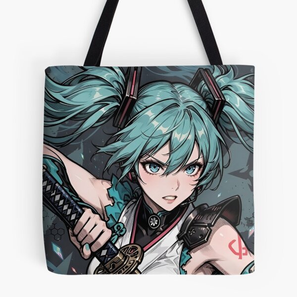 Item preview, Hatsune Miku Samurai Cyber Warrior Anime Art | Neon Katana Vocaloid Illustration designed and sold by Dyan4.