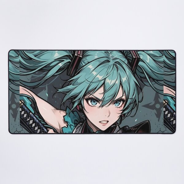 Item preview, Hatsune Miku Samurai Cyber Warrior Anime Art | Neon Katana Vocaloid Illustration designed and sold by Dyan4.