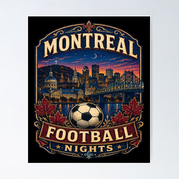 Item preview, Montreal Football Nights Retro Soccer Travel Shirt | Vintage Canada Skyline Soccer Fan Gift | Maple Leaf City Travel Poster  designed and sold by Globalcitytees.