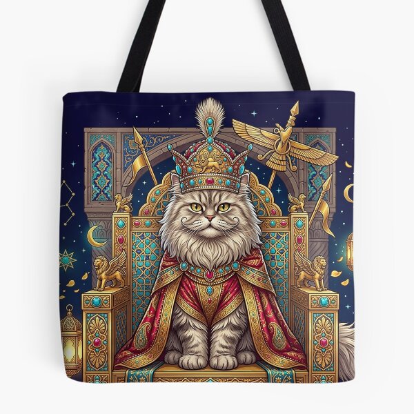Item preview, Royal Persian Cat King | Ancient Persian Fantasy Crown Art designed and sold by Sara-Ai.