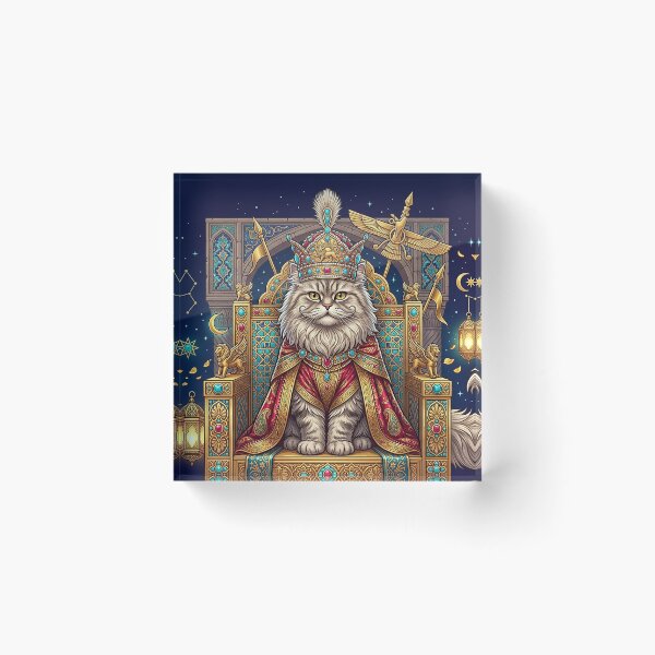 Item preview, Royal Persian Cat King | Ancient Persian Fantasy Crown Art designed and sold by Sara-Ai.