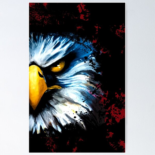 Item preview, Fierce Bald Eagle Red Splatter Grunge Art designed and sold by ArtistsAtticWI.