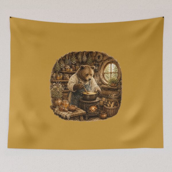 Item preview, Woodland Bear Cooking Watercolor | Cozy Cottage Kitchen Illustration | Storybook Animal Art | Cottagecore Decor designed and sold by MagicMakerPh.