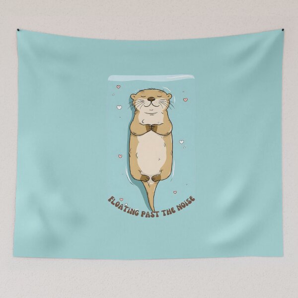 Item preview, Floating Past The Noise - Cute Zen Otter designed and sold by StoryVibes.
