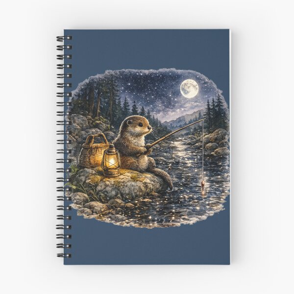 Item preview, Moonlit Fishing Otter Watercolor | Woodland Stream Illustration | Cozy Cottagecore Animal Art | Nature Lover Gift designed and sold by MagicMakerPh.