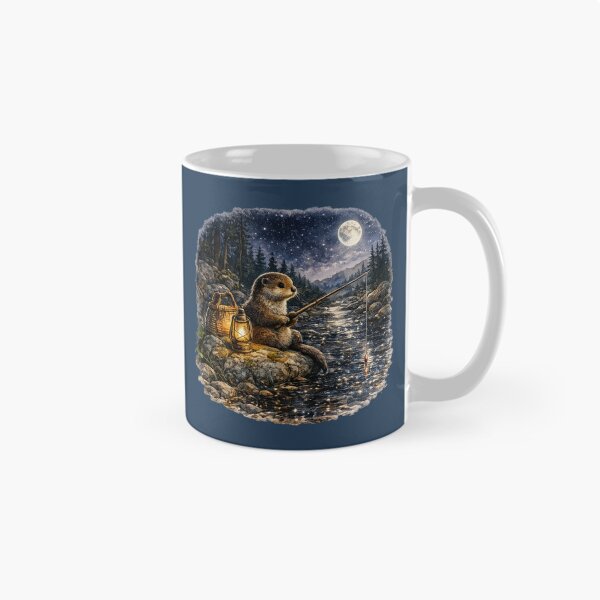 Item preview, Moonlit Fishing Otter Watercolor | Woodland Stream Illustration | Cozy Cottagecore Animal Art | Nature Lover Gift designed and sold by MagicMakerPh.