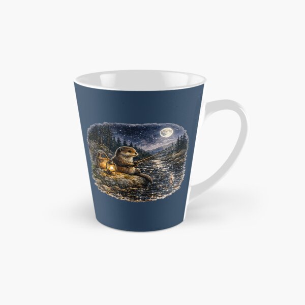 Item preview, Moonlit Fishing Otter Watercolor | Woodland Stream Illustration | Cozy Cottagecore Animal Art | Nature Lover Gift designed and sold by MagicMakerPh.