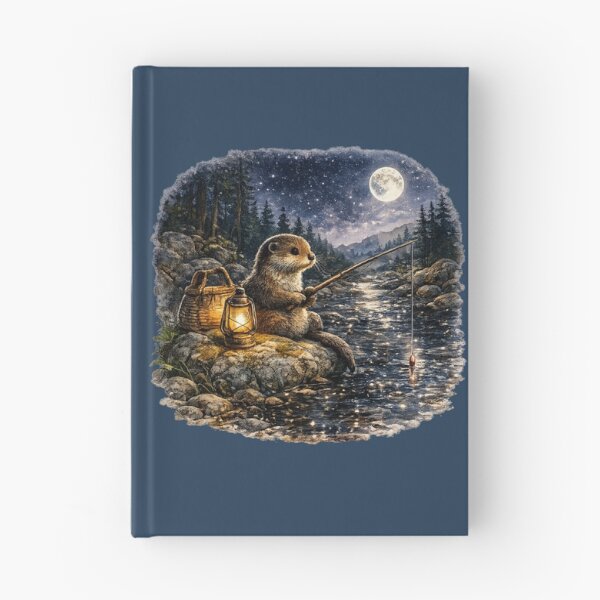 Item preview, Moonlit Fishing Otter Watercolor | Woodland Stream Illustration | Cozy Cottagecore Animal Art | Nature Lover Gift designed and sold by MagicMakerPh.