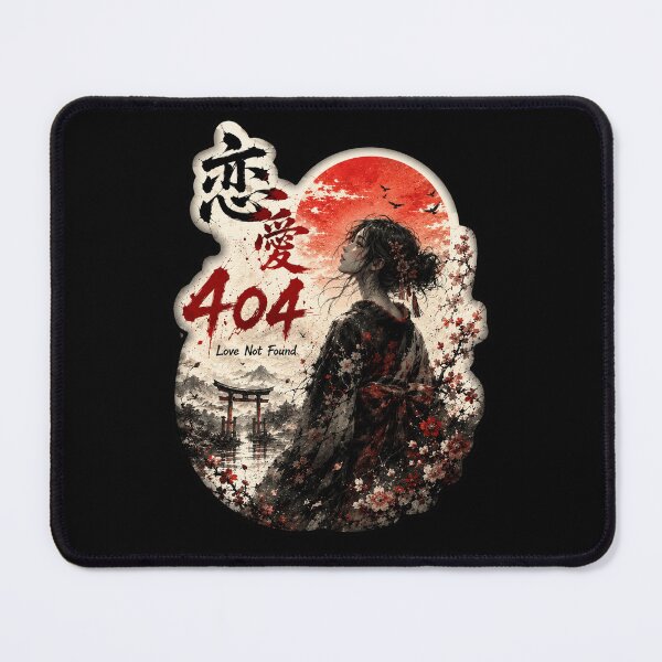Item preview, Love Not Found Error 404 Japanese Kanji Art (恋愛 404) - Dark Aesthetic Sakura Design designed and sold by Japan-kanji-ya.