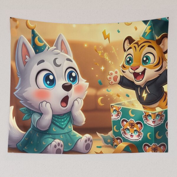 Item preview, Kawaii NeoTig Luna Birthday Party Kids T-Shirt Cute Animals designed and sold by NeoTigLuna.