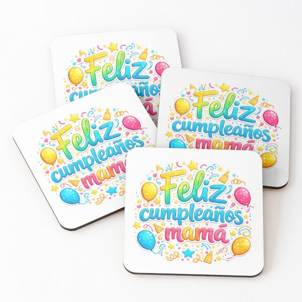 Item preview, Feliz Cumpleaños Mama Colorful Spanish Lettering – Cute Mother's Birthday Gift Design – Balloon Party Typography Sticker, T-Shirt & Mug designed and sold by Kittcatking.