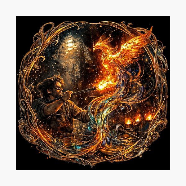 Item preview, T-Shirt - Sticker - Glassblowing the Phoenix of Rebirth designed and sold by ForeverPrintsOK.