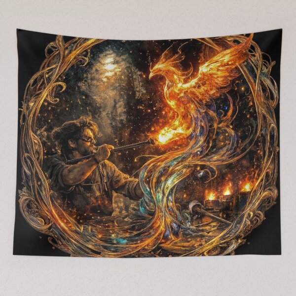 Item preview, T-Shirt - Sticker - Glassblowing the Phoenix of Rebirth designed and sold by ForeverPrintsOK.