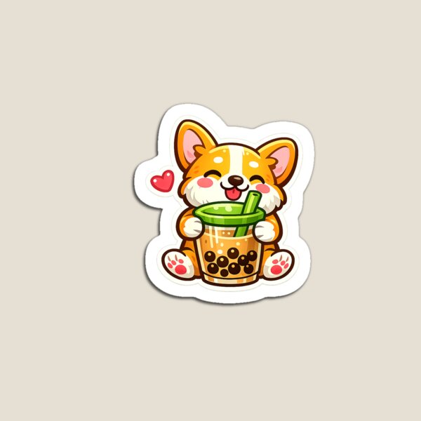 Item preview, Bubbletea loving Corgi designed and sold by ProjectValkyria.