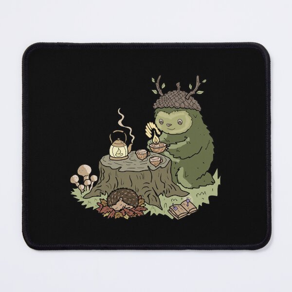 Item preview, Forest Spirit Goblincore Illustration with Sleeping Hedgehog designed and sold by LeshanArt.
