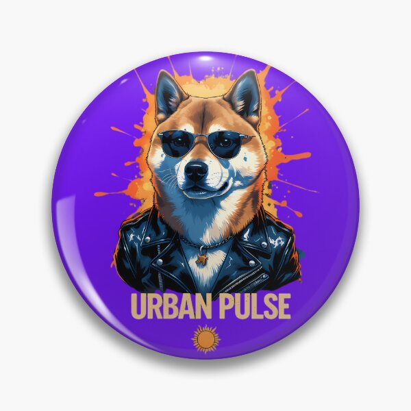 Item preview, URBAN PULSE Shiba Inu - Cool Biker Dog in Leather Jacket Paint Splatter Art designed and sold by Structure-Blue.