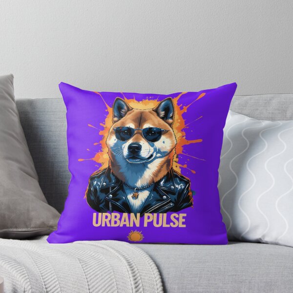 Item preview, URBAN PULSE Shiba Inu - Cool Biker Dog in Leather Jacket Paint Splatter Art designed and sold by Structure-Blue.