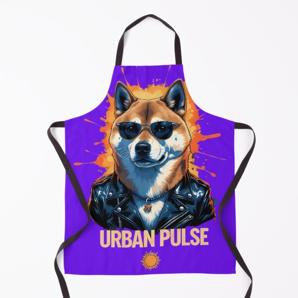 Item preview, URBAN PULSE Shiba Inu - Cool Biker Dog in Leather Jacket Paint Splatter Art designed and sold by Structure-Blue.