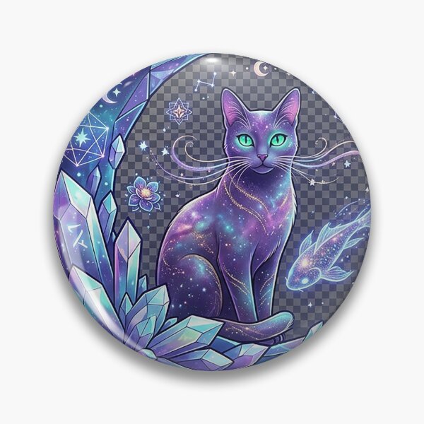 Artikelvorschau, Himmlische Kristallmondkatze | Mystische Galaxie-Katzen-Fantasy-Kunst entworfen und verkauft von Sara-Ai.