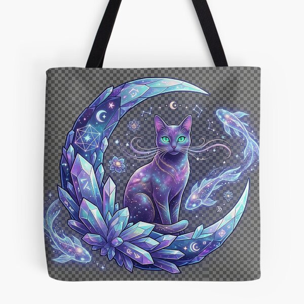 Item preview, Celestial Crystal Moon Cat | Mystical Galaxy Feline Fantasy Art designed and sold by Sara-Ai.