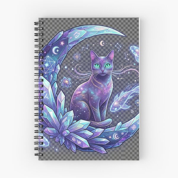 Artikelvorschau, Himmlische Kristallmondkatze | Mystische Galaxie-Katzen-Fantasy-Kunst entworfen und verkauft von Sara-Ai.
