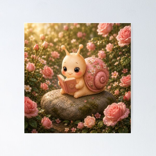 Item preview, Cute snail, reading a tiny book designed and sold by Design by Sara.