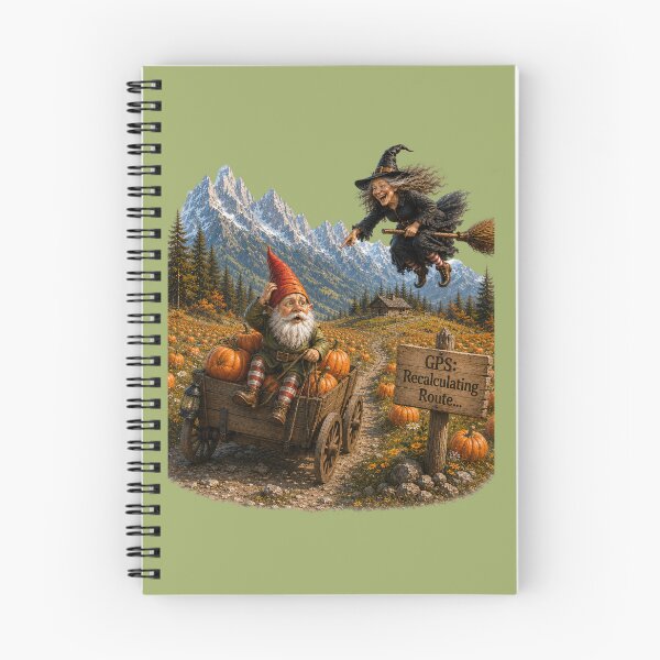 Item preview, Funny Pumpkin Patch Gnome & Witch – GPS: Recalculating Route Halloween Design designed and sold by Alpine-Ink.