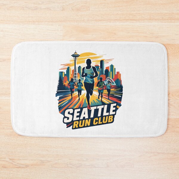 Aperçu de l'œuvre Seattle Run Club - Cadeau pour coureurs avec la skyline de Seattle créée et vendue par Colorfulman.