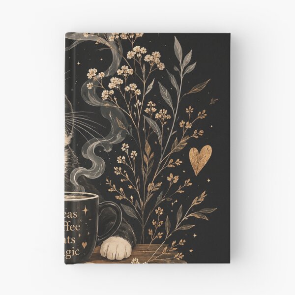 Item preview, Mystical Coffee Cat Under The Moon | Cozy Cat Lover Fantasy Art designed and sold by Sara-Ai.