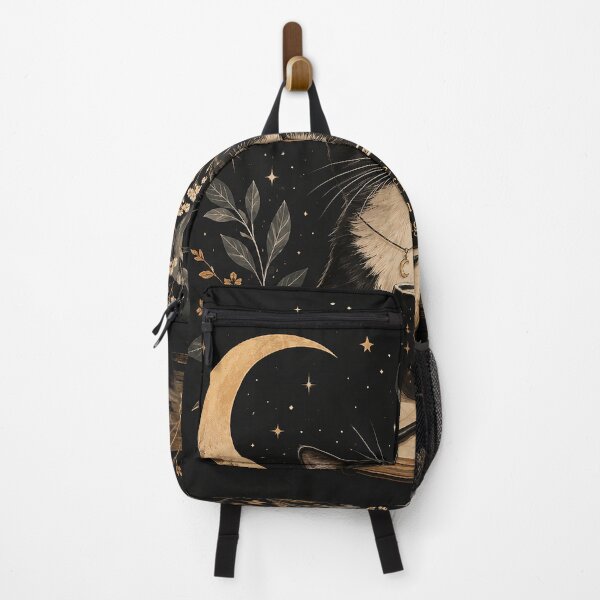 Item preview, Mystical Coffee Cat Under The Moon | Cozy Cat Lover Fantasy Art designed and sold by Sara-Ai.