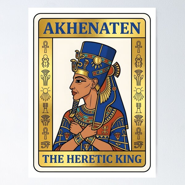 Item preview, Akhenaten The Heretic King Egyptian Pharaoh Playing Card Poster Graphic designed and sold by EKHOAISTORE.