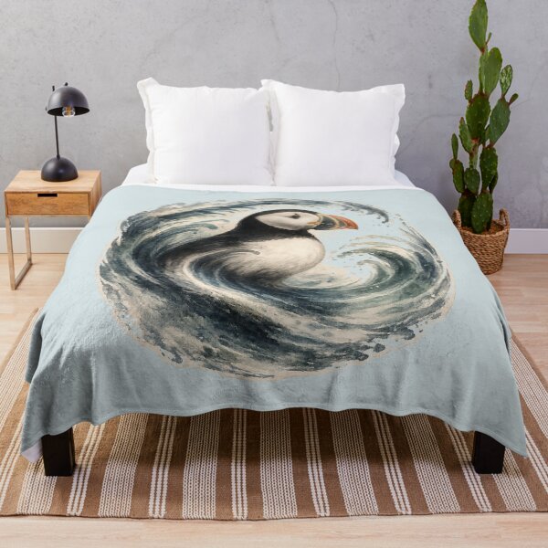 Item preview, Coastal Puffin Wave Art designed and sold by ChirpInc.