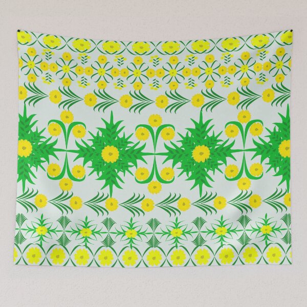 Item preview, Seamless Yellow Floral Pattern with Green Leaves for Textile and Fashion Design designed and sold by Ei-Ei.