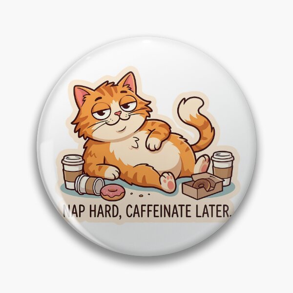 Item preview, Nap Hard Caffeinate Later Funny Orange Cat designed and sold by Lu7u.