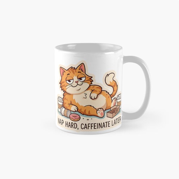 Item preview, Nap Hard Caffeinate Later Funny Orange Cat designed and sold by Lu7u.